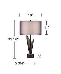 Possini Euro Design Sasha Modern Industrial Table Lamp 31 1/2" Tall Sculptural Metal Double Shade Bedroom Living Room Bedside Nightstand Office