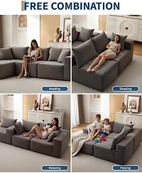 gaomon 108" Modular Cloud Sectional Sofa, L-Shaped Couch with Chaise, Deep Seat, No Assembly