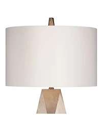 Possini Euro Design Modern Table Lamp with Marble Riser 32 1/2" Tall Sculptural Champagne Gold Drum Shade for Bedroom Living