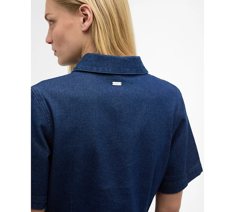 Barbour Women's Maia Pointed-Collar Mini Denim Dress