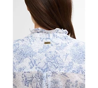 Barbour Women's Wisteria Printed Ruffle Neck Shirt