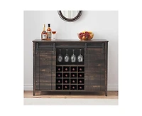 gaomon Wine Bar Cabinet,47" Farmhouse Coffee Bar Cabinet with Sliding Barn Door, Buffet Sideboard Cabinet with 16 Bottle Wine Rack for Dining, Living