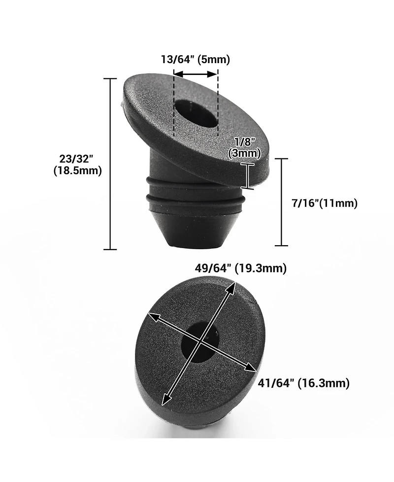 Yescom 60PCS Cable Railing Rubber Grommets 30 Degree Sleeves for 1/8" to 3/16"