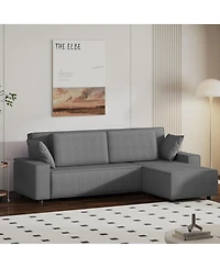 gaomon Corduroy Sectional Sofa, L-Shaped Couch with Deep Chaise for Living Room and Apartment