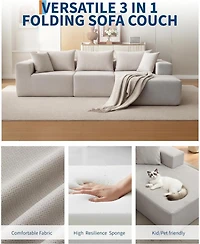 gaomon 108" Modular Cloud Sectional Sofa, L-Shaped Couch with Chaise, Deep Seat, No Assembly - Beige (cotton linen fabric)