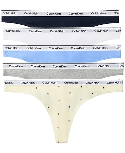 Calvin Klein Women's 5-Pk. Modern Logo Low-Rise Thong Underwear QD5221