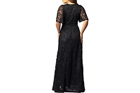 Kiyonna Women's Luminous Sequin Lace Evening Gown with Pockets