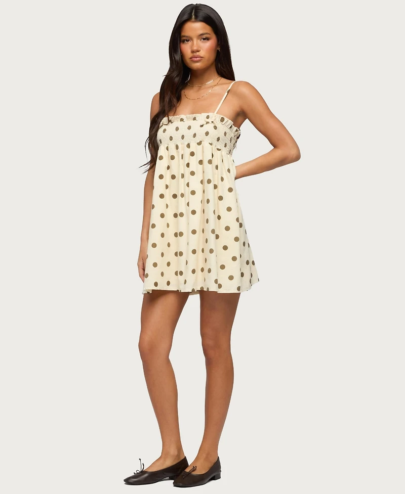 Edikted Women's Polka Dot Linen Look Mini Dress