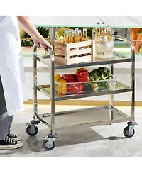 Yigii Stainless Steel Utility Cart Locking Casters Removable Shelf Kitchen Restaurant