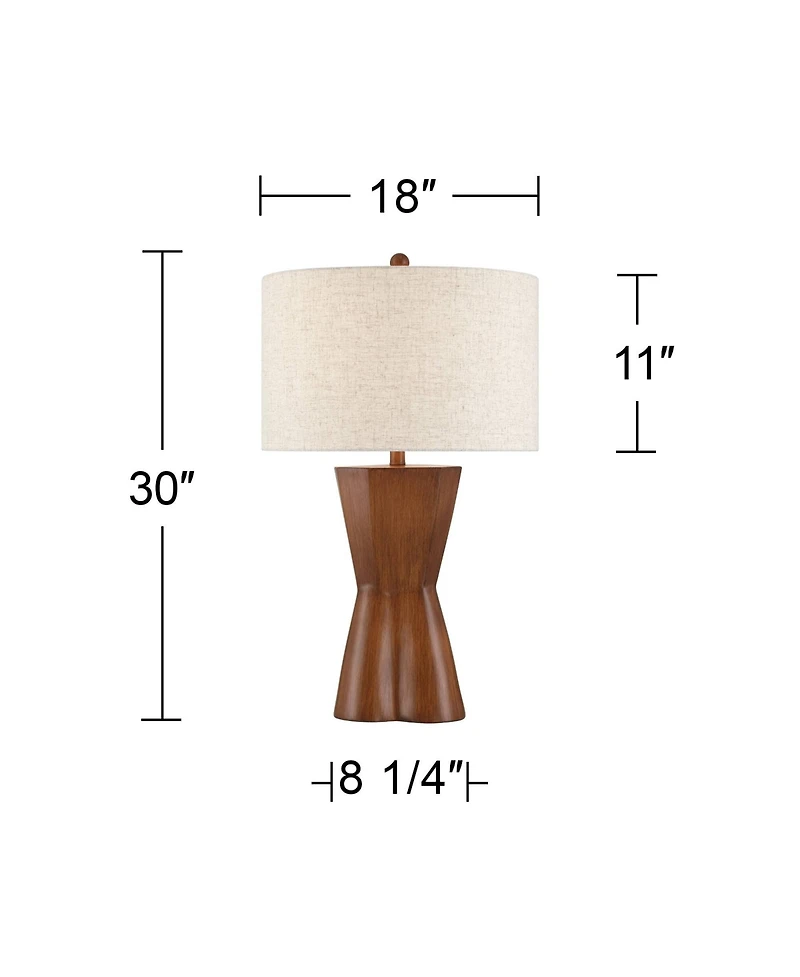 Possini Euro Design Tri 30" Tall Large Modern End 3-Way Table Lamp Faux Wood Finish Single Shade Living Room Bedroom