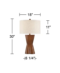 Possini Euro Design Tri 30" Tall Large Modern End 3-Way Table Lamp Faux Wood Finish Single Shade Living Room Bedroom