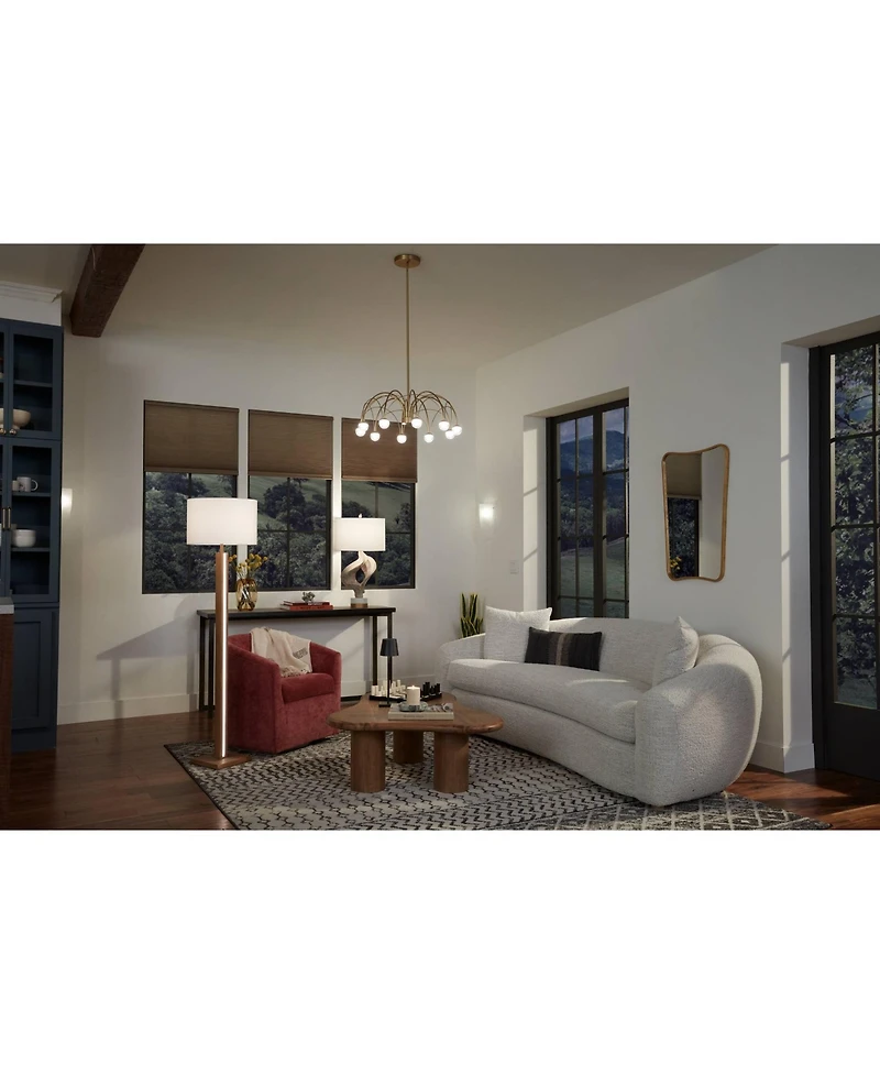 Possini Euro Design Brookline Farmhouse Rustic 63" Tall Standing Floor Lamp Column with Led Side Light Wood Walnut Finish