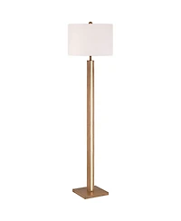 Possini Euro Design Brookline Farmhouse Rustic 63" Tall Standing Floor Lamp Column with Led Side Light Wood Walnut Finish