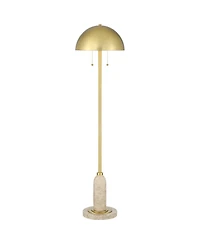 Possini Euro Design Medbury Mid Century Modern 61 1/2" Tall Standing Floor Lamp Pull Chain Gold Metal Brass Finish Dome Shade