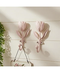 Yigii Tulip Decorative Wall Hooks, 2 Pack Metal Wall Mounted Hooks for Clothes, Bags, Towels & Hats
