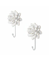 Yigii Flower Decorative Wall Hooks, 2-Piece Resin Wall-Mounted Hooks for Clothes, Towels