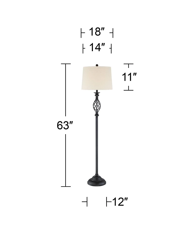 Franklin Iron Works Annie Traditional 63" Tall Standing Floor Lamps Set of 2 Lights