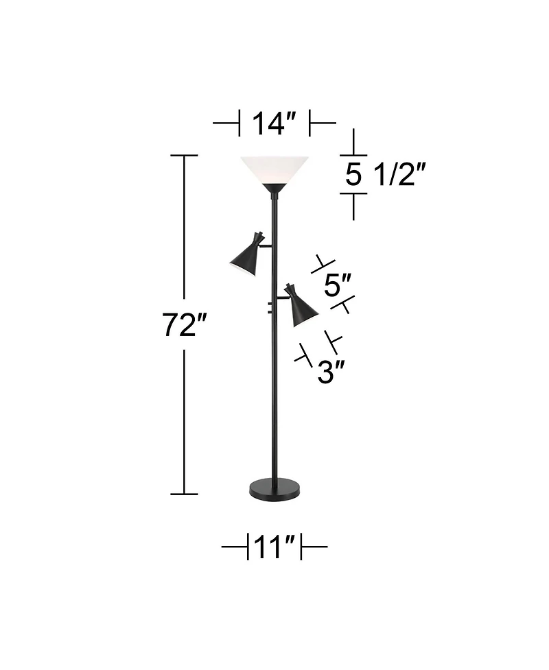 Possini Euro Design Ballard Modern 72" Tall Standing Floor Lamp Skinny Tree Torchiere with Side Lights Dimmable Metal