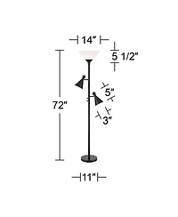 Possini Euro Design Ballard Modern 72" Tall Standing Floor Lamp Skinny Tree Torchiere with Side Lights Dimmable Metal