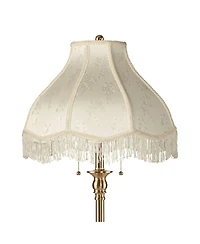 360 Lighting Dyna Traditional Tall 2-Light Standing Floor Lamp Pole Pull Chain Antique Brass Finish Scalloped Shade