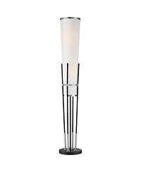 Possini Euro Design Flute Mid Century Modern 64" Tall Floor Lamp with Smart Socket Satin Nickel Shade for Living Room House