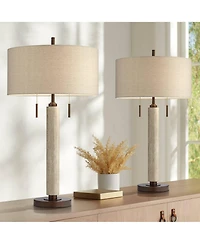 Franklin Iron Works Hugo 28 1/2" Tall Rustic End Table Lamps Set of 2 Usb Port Pull Chain