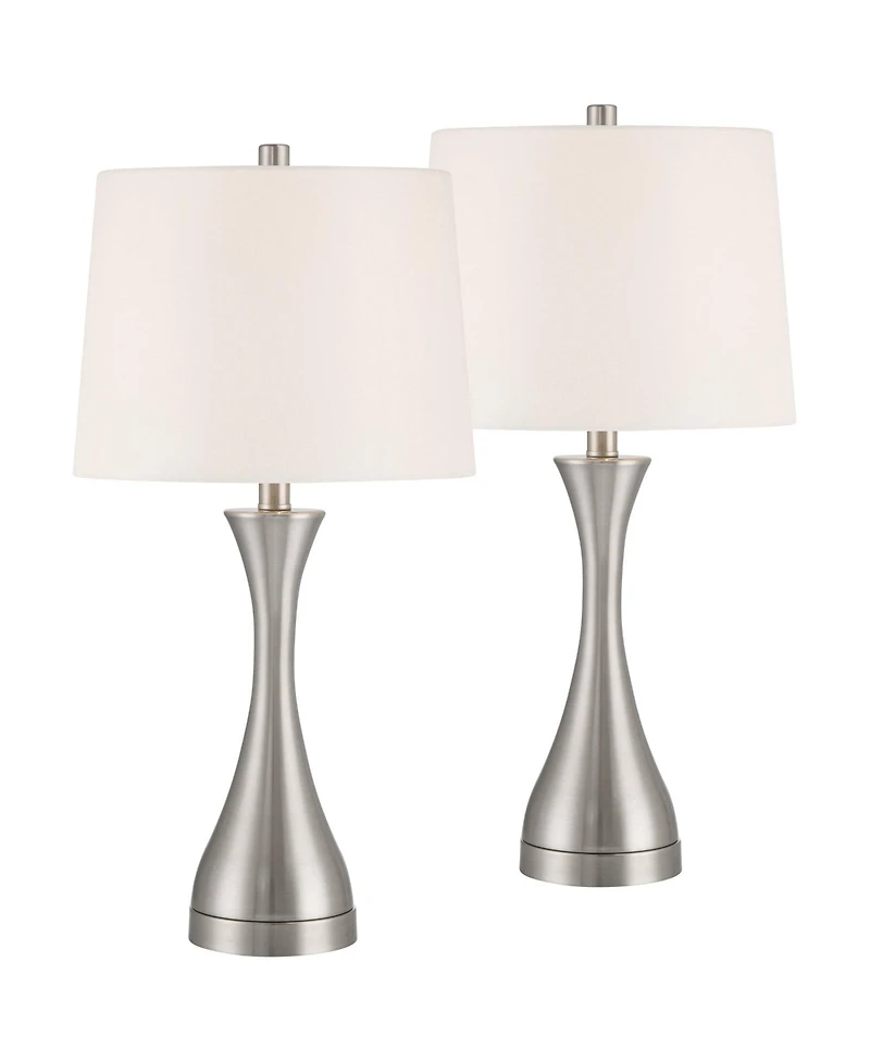 360 Lighting Koncave 24 1/2" High Modern Table Lamps Set of 2 Brushed Nickel Finish Metal Shade Living Room Bedroom
