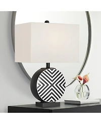 360 Lighting Fraser Ceramic Disc Table Lamp with Dimmer