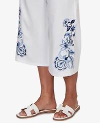 Ruby Rd. Petite Embroidered-Hem Denim Capri Pants