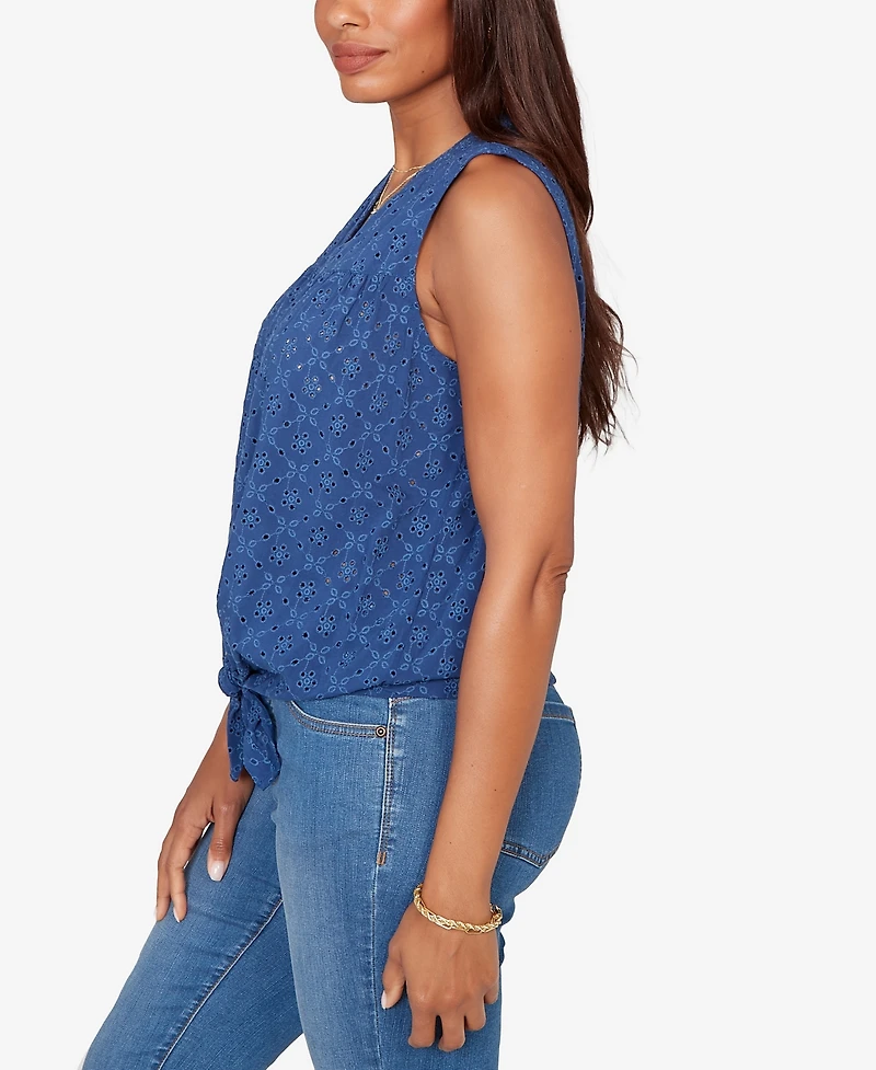 Ruby Rd. Petite Tie-Front Eyelet Sleeveless Top