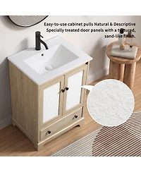 Busdays Bathroom vanity with sink Modern Bathroom Vanity with Ceramic Basin 1 Drawer, Free Standing Bathroom Storage