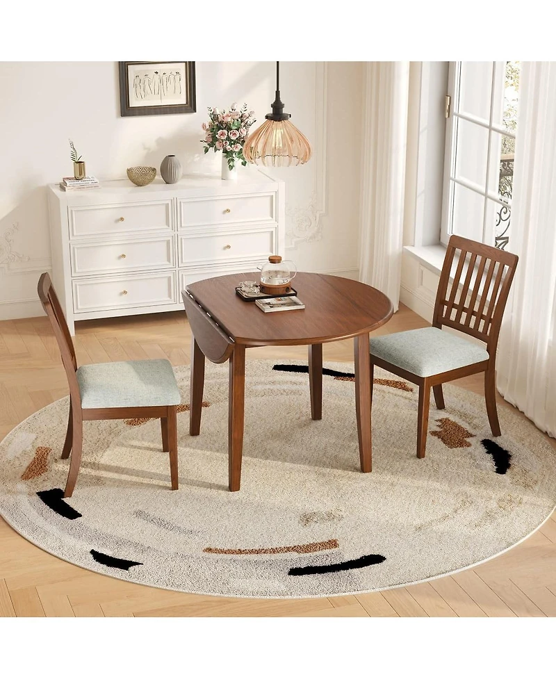Maison Boucle 3-Piece Folding Round Dining Table Set, 2-Chair Kitchen Nook Set