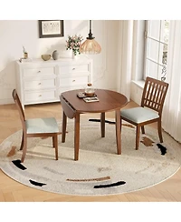 Maison Boucle 3-Piece Folding Round Dining Table Set, 2-Chair Kitchen Nook Set