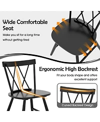 Gouun Set of 2 Farmhouse Kitchen Dining Chairs with Rubber Wood Frame