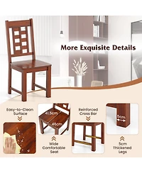 Gouun Set of 2 Solid Rubber Wood Dining Chairs with High Back