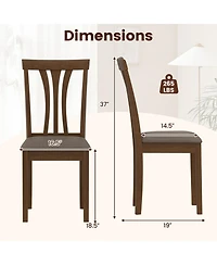 Gouun Set of 2 Linen Upholstered Wooden Dining Chairs with Rubber Wood Frame