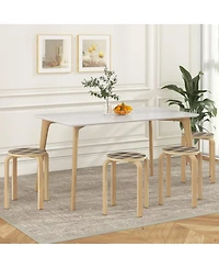 Gouun Set of 4 Stackable Bentwood Round-Top Stools