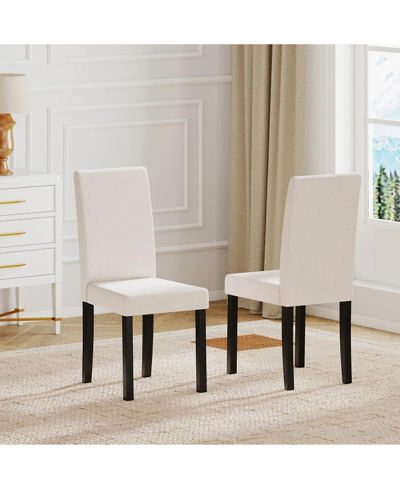 Gouun Set of 2 Mid-Century Modern Fabric Upholstered Parson Dining Chairs