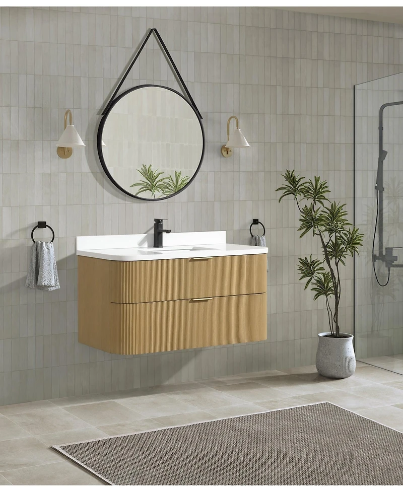 Ari Bath Chantal 42" Floating Bathroom Vanity Oak