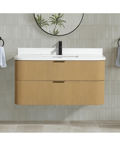 Ari Bath Chantal 42" Floating Bathroom Vanity Oak