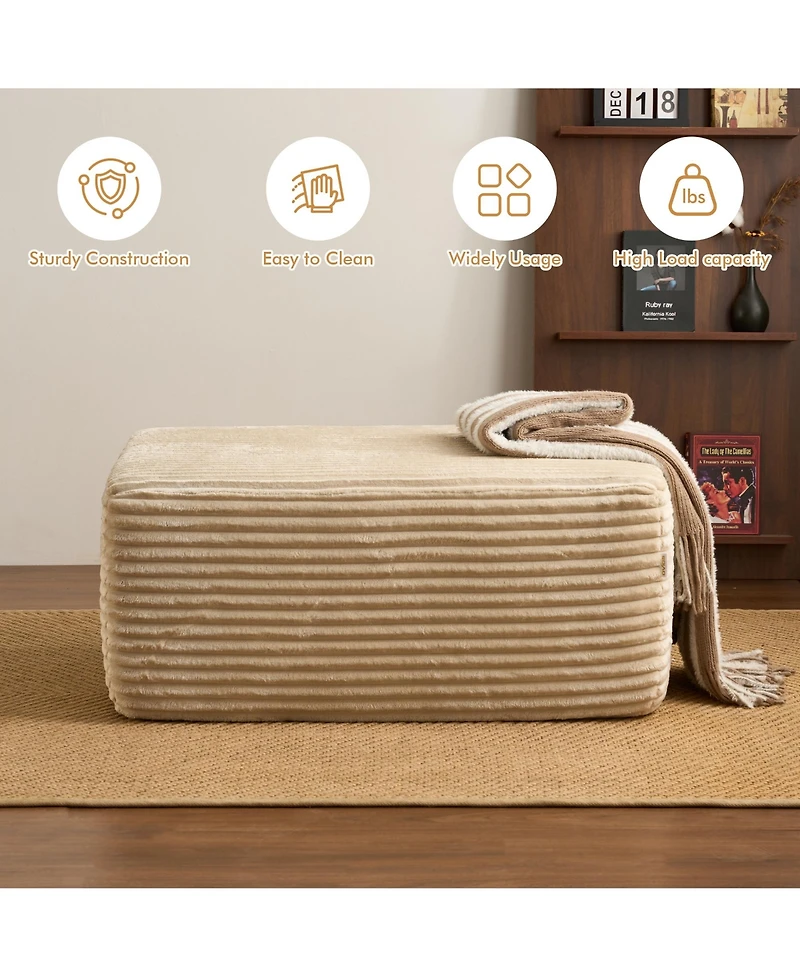 Xizzi 37" Corduroy Ottoman, Upholstered Cloud Ottoman for Boneless Couch, Modular Sectional Sofa Living Room, Memory Foam