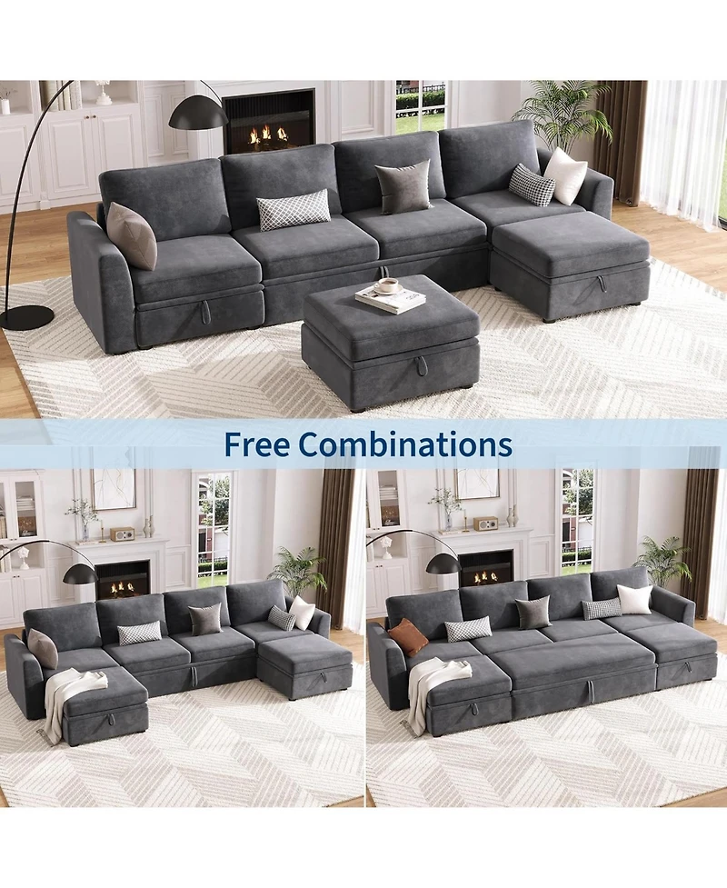 gaomon Sectional Sleeper Sofa with Pull-Out Bed