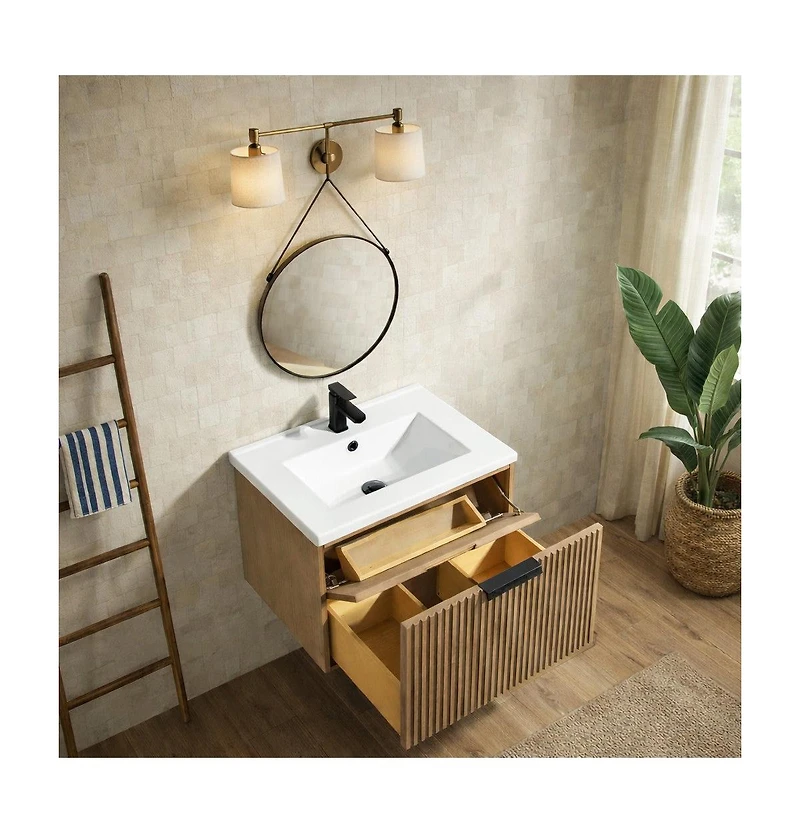 Ari Bath Diego 24" Floating Bathroom Vanity Weathered Fir