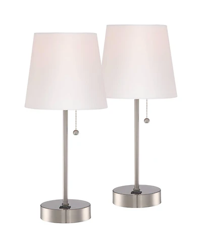 360 Lighting Justin Modern Accent Table Lamps 18" High Set of 2 with Usb Charging Port and Table Top Dimmers for Bedroom Home Desk