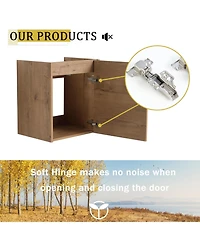 Busdays 18'' Floating Wall-Mounted Bathroom Vanity with Ceramic Sink and Soft-Close Cabinet Door, For Small Bathroom