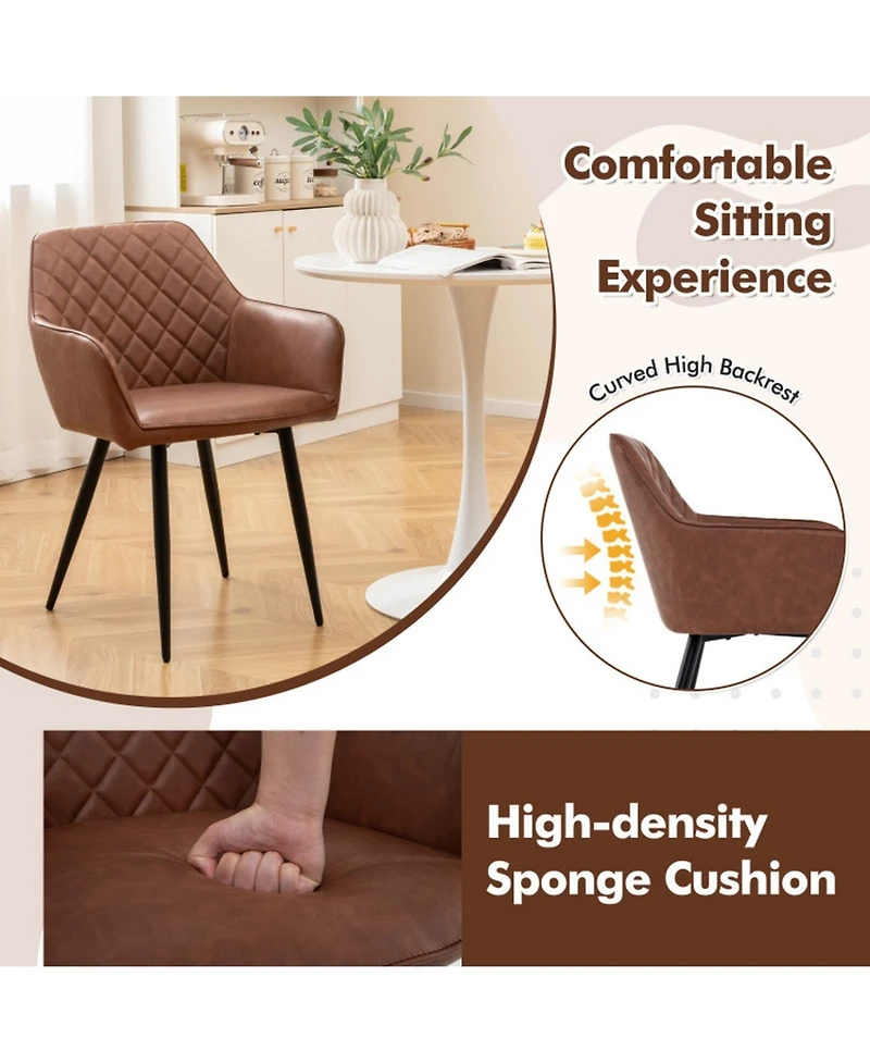 Gouun Set of 2 Leisure Dining Chairs with Curved Backrest and Wide Seat