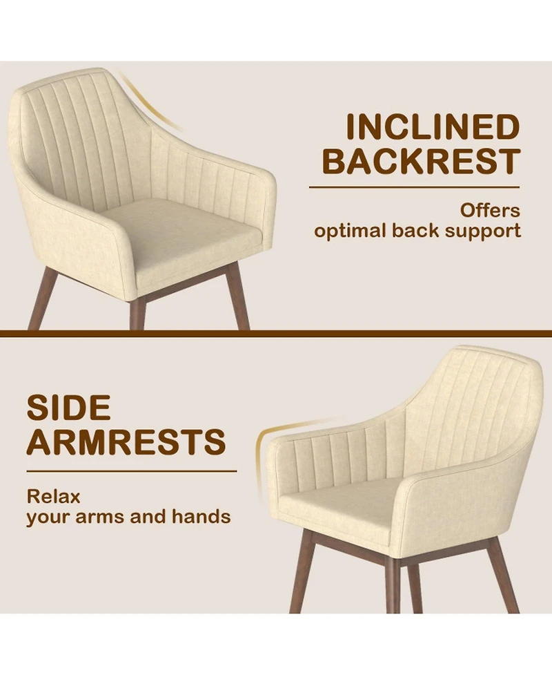 Gouun Set of 2 Upholstered Accent Dining Chairs with Padded Seat and Armrests