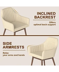 Gouun Set of 2 Upholstered Accent Dining Chairs with Padded Seat and Armrests