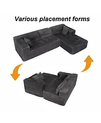 Homsee 106" Modular Sectional Sofa with Pillows, L-Shape Corduroy Cloud Couch