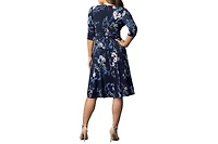 Kiyonna Women's Signature Wrap Dress with 3/4 Sleeves